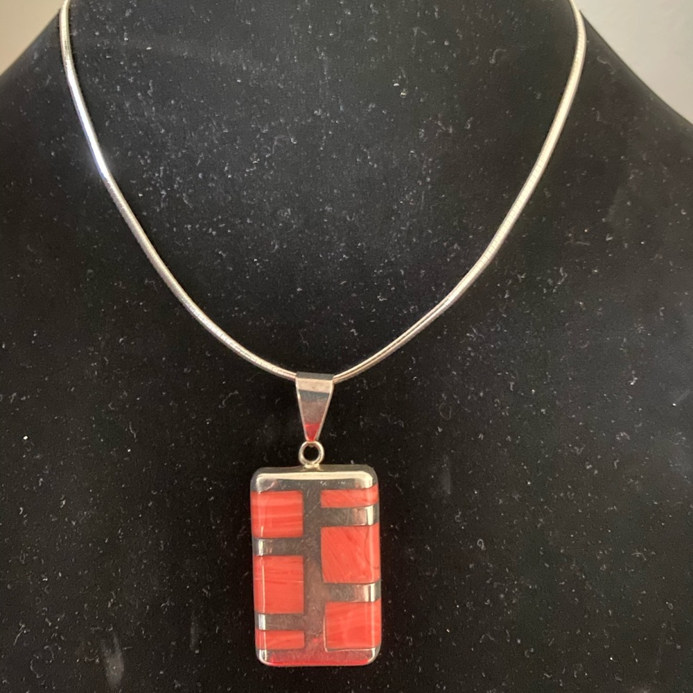 Peach Quartz Pendant with Sterling Silver